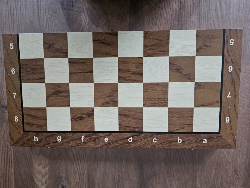 Jeu d'échecs et de dames de voyage pliable en bois 39 x 39 cm – Image 2